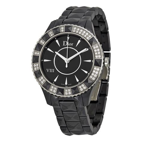 Dior VIII Christal Diamond Black Ceramic Ladies Watch 